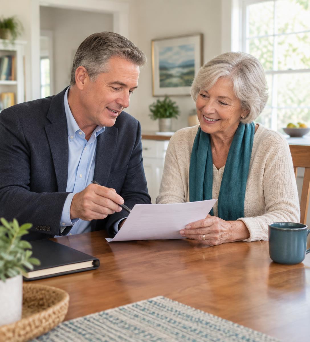An insurance advisor reviewing plan information with a client